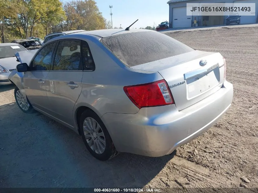 2008 Subaru Impreza 2.5I VIN: JF1GE616X8H521493 Lot: 40631680