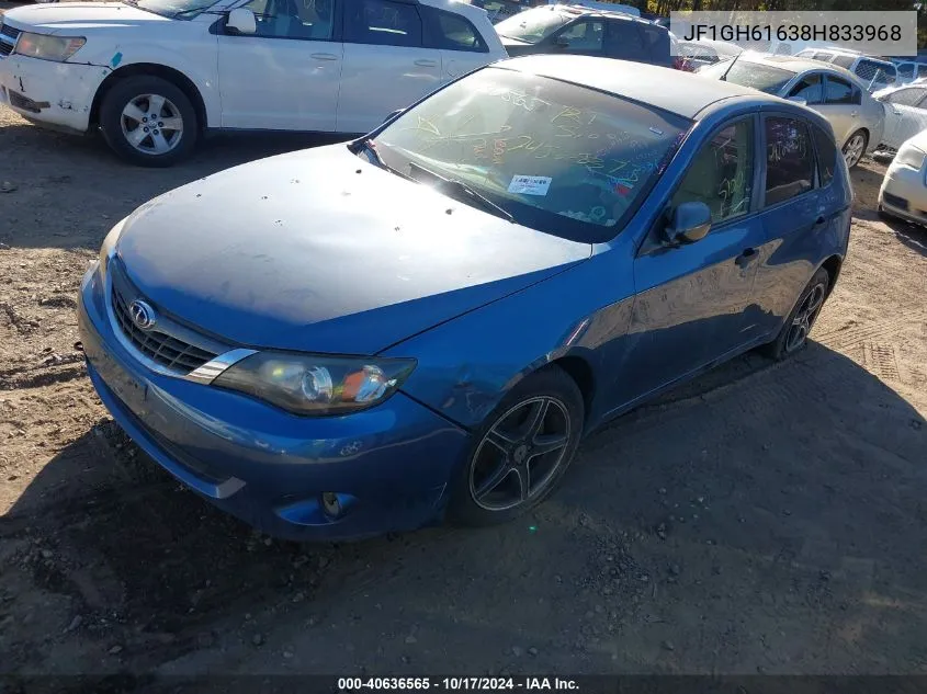 2008 Subaru Impreza 2.5I VIN: JF1GH61638H833968 Lot: 40636565