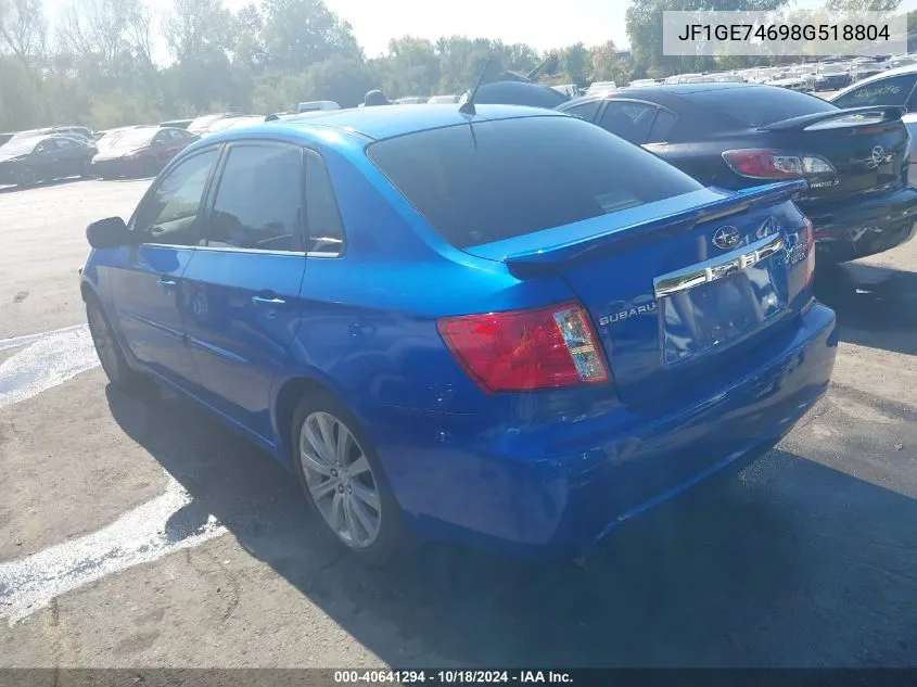 2008 Subaru Impreza Wrx VIN: JF1GE74698G518804 Lot: 40641294