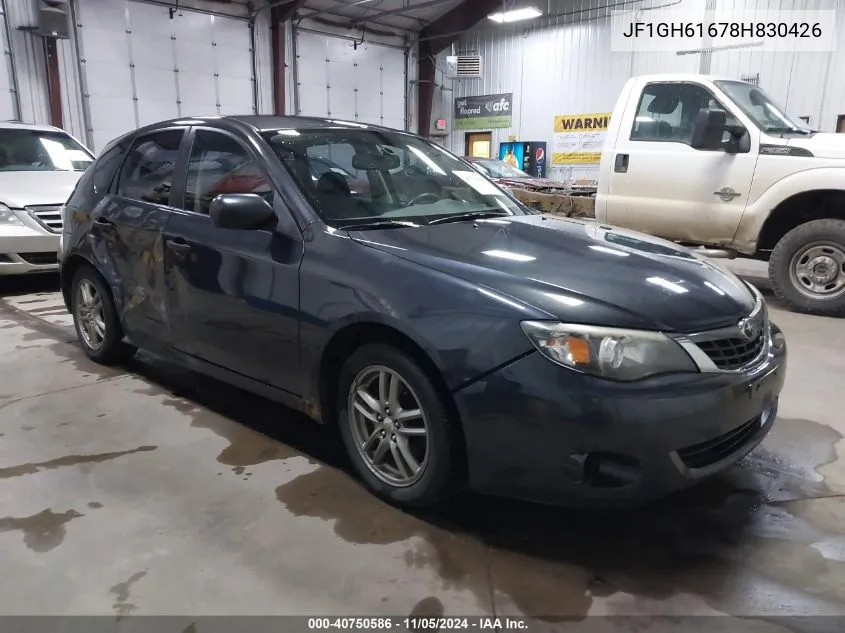 2008 Subaru Impreza 2.5I VIN: JF1GH61678H830426 Lot: 40750586