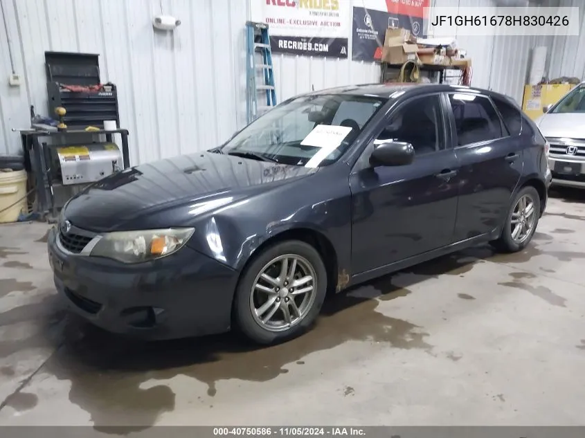 2008 Subaru Impreza 2.5I VIN: JF1GH61678H830426 Lot: 40750586