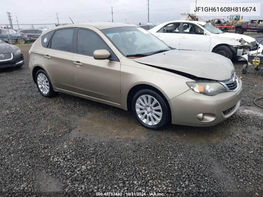 2008 Subaru Impreza Wagon (Natl) I W/Premium Pkg VIN: JF1GH61608H816674 Lot: 40753440