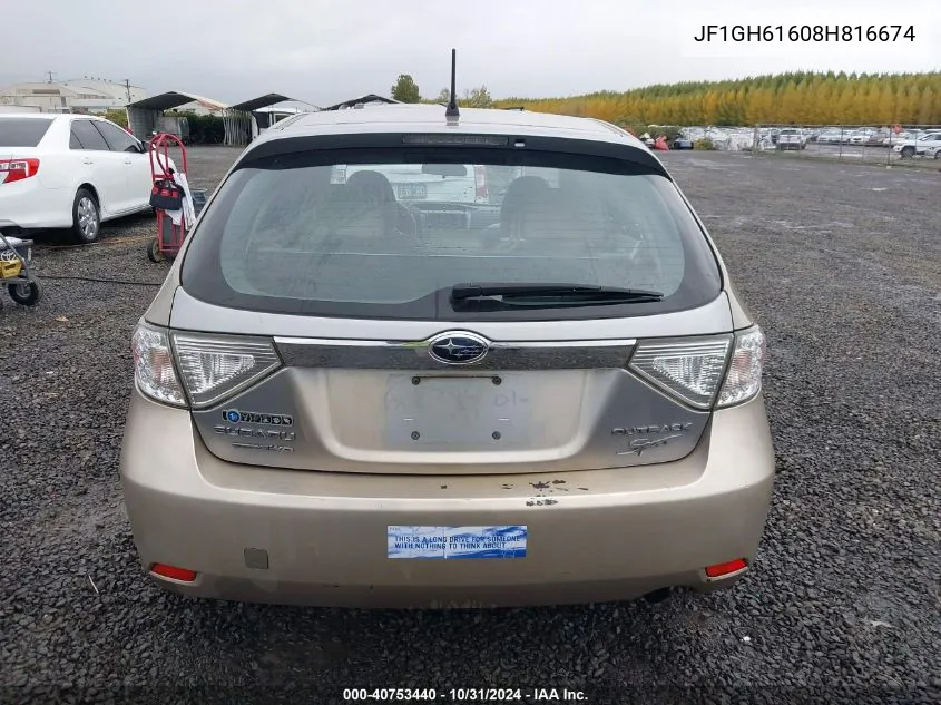 2008 Subaru Impreza Wagon (Natl) I W/Premium Pkg VIN: JF1GH61608H816674 Lot: 40753440