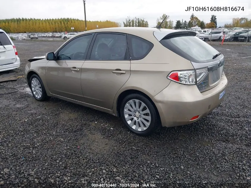 2008 Subaru Impreza Wagon (Natl) I W/Premium Pkg VIN: JF1GH61608H816674 Lot: 40753440