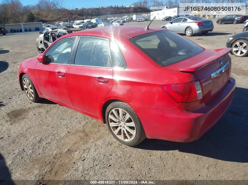 2008 Subaru Impreza Wrx VIN: JF1GE74608G508176 Lot: 40818331