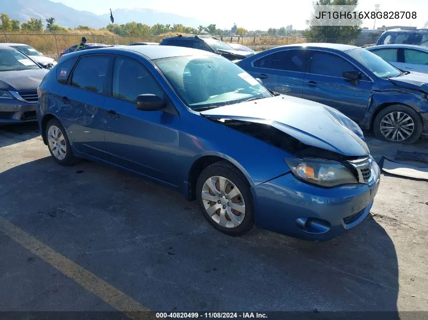 2008 Subaru Impreza 2.5I VIN: JF1GH616X8G828708 Lot: 40820499