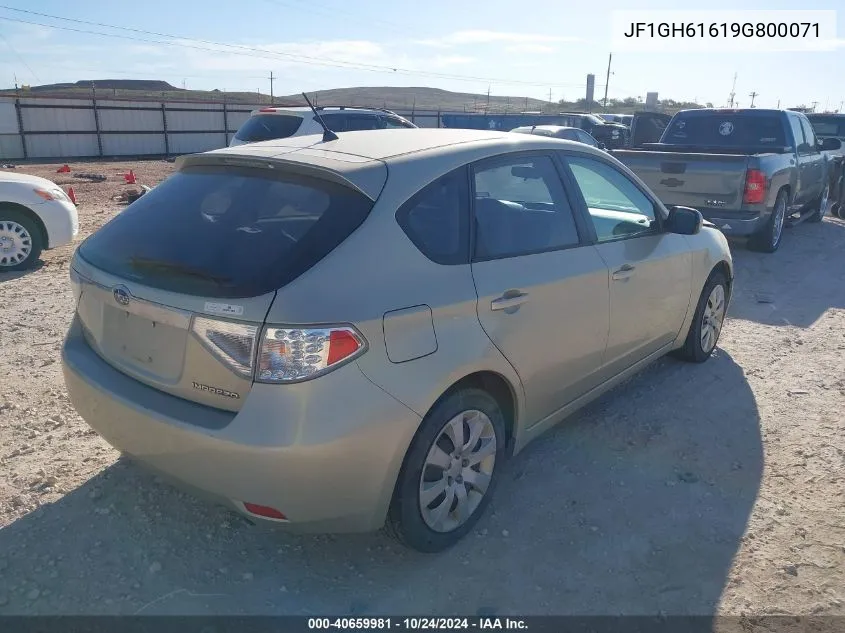 2009 Subaru Impreza 2.5I VIN: JF1GH61619G800071 Lot: 40659981