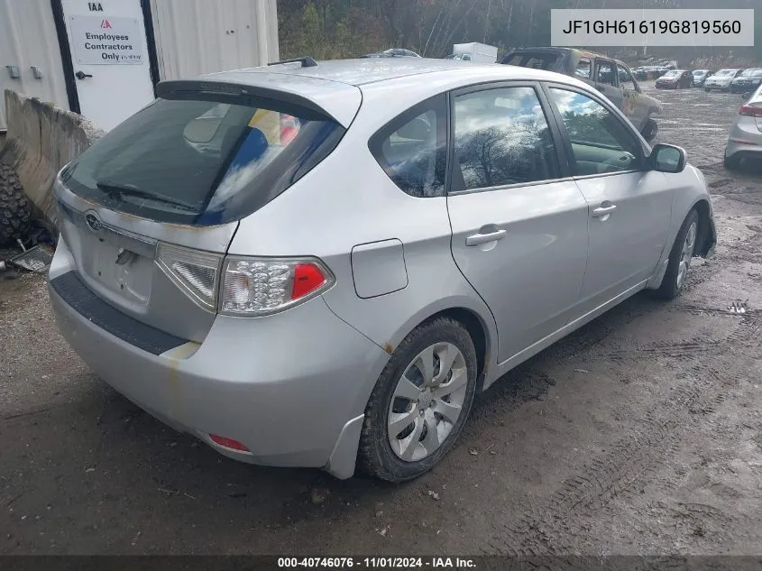 2009 Subaru Impreza 2.5I VIN: JF1GH61619G819560 Lot: 40746076