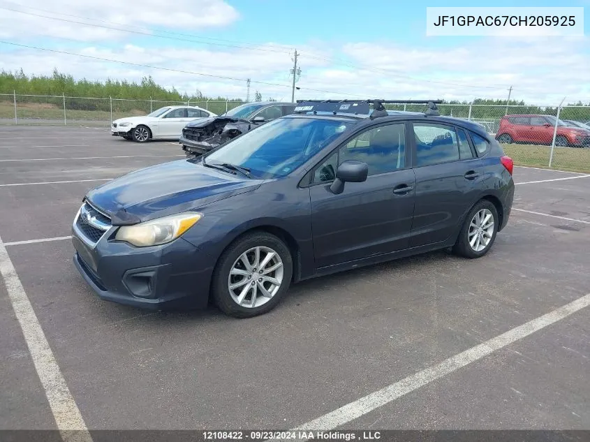 2012 Subaru Impreza VIN: JF1GPAC67CH205925 Lot: 12108422