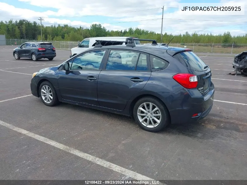 2012 Subaru Impreza VIN: JF1GPAC67CH205925 Lot: 12108422