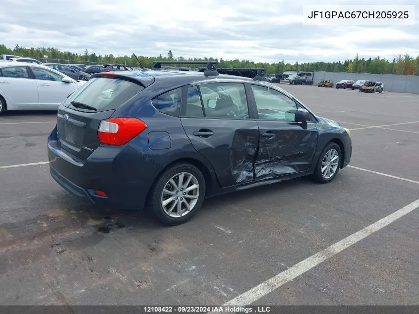 2012 Subaru Impreza VIN: JF1GPAC67CH205925 Lot: 12108422