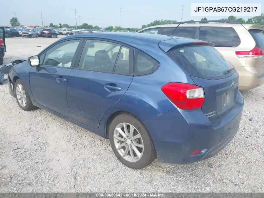 2012 Subaru Impreza 2.0I Premium VIN: JF1GPAB67CG219217 Lot: 39659542