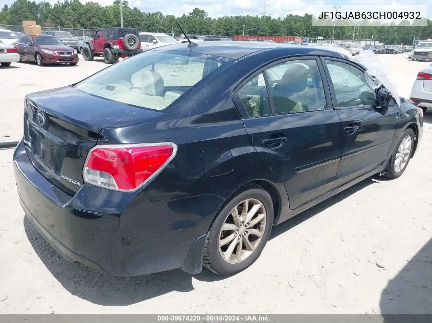 2012 Subaru Impreza 2.0I Premium VIN: JF1GJAB63CH004932 Lot: 39674229