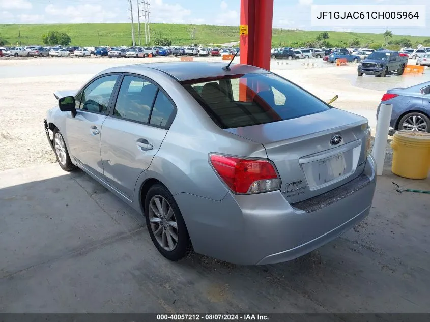 2012 Subaru Impreza 2.0I Premium VIN: JF1GJAC61CH005964 Lot: 40057212