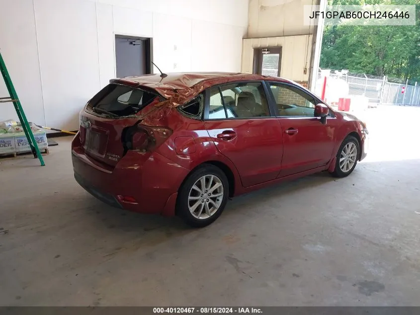 2012 Subaru Impreza 2.0I Premium VIN: JF1GPAB60CH246446 Lot: 40120467