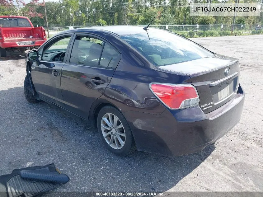 2012 Subaru Impreza 2.0I Premium VIN: JF1GJAC67CH022249 Lot: 40183320