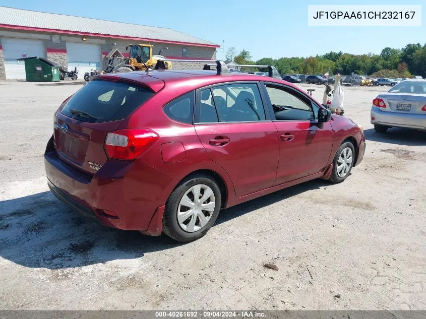 2012 Subaru Impreza 2.0I VIN: JF1GPAA61CH232167 Lot: 40261692