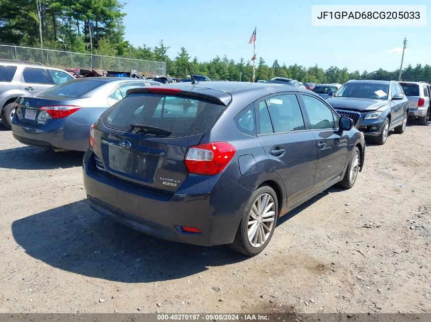 2012 Subaru Impreza 2.0I Premium VIN: JF1GPAD68CG205033 Lot: 40270197