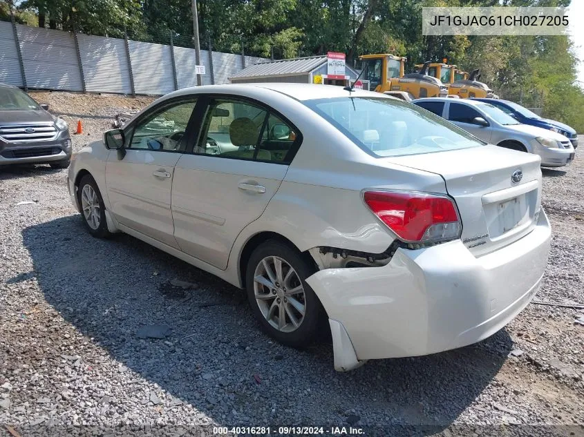 2012 Subaru Impreza 2.0I Premium VIN: JF1GJAC61CH027205 Lot: 40316281