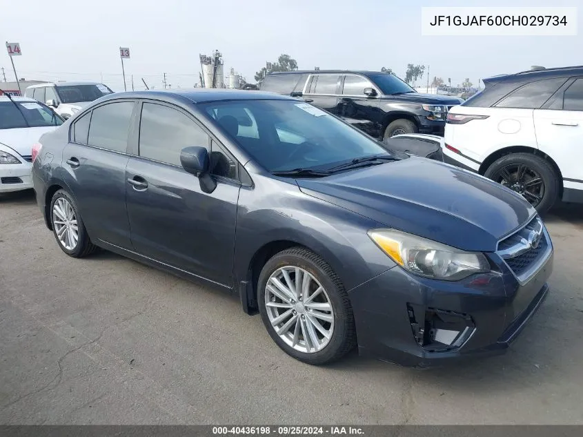 2012 Subaru Impreza 2.0I Premium VIN: JF1GJAF60CH029734 Lot: 40436198