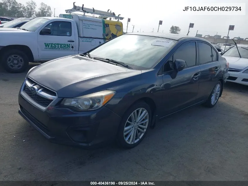 2012 Subaru Impreza 2.0I Premium VIN: JF1GJAF60CH029734 Lot: 40436198