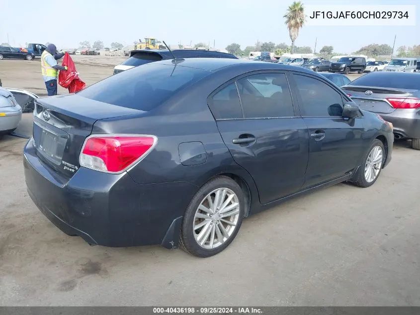 2012 Subaru Impreza 2.0I Premium VIN: JF1GJAF60CH029734 Lot: 40436198