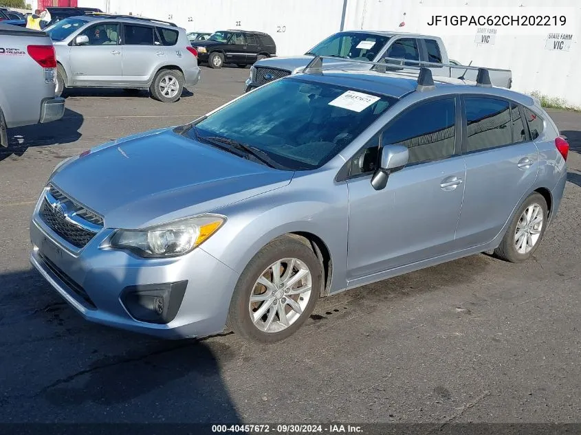 2012 Subaru Impreza 2.0I Premium VIN: JF1GPAC62CH202219 Lot: 40457672