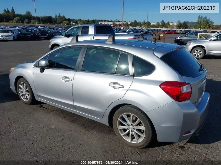 2012 Subaru Impreza 2.0I Premium VIN: JF1GPAC62CH202219 Lot: 40457672