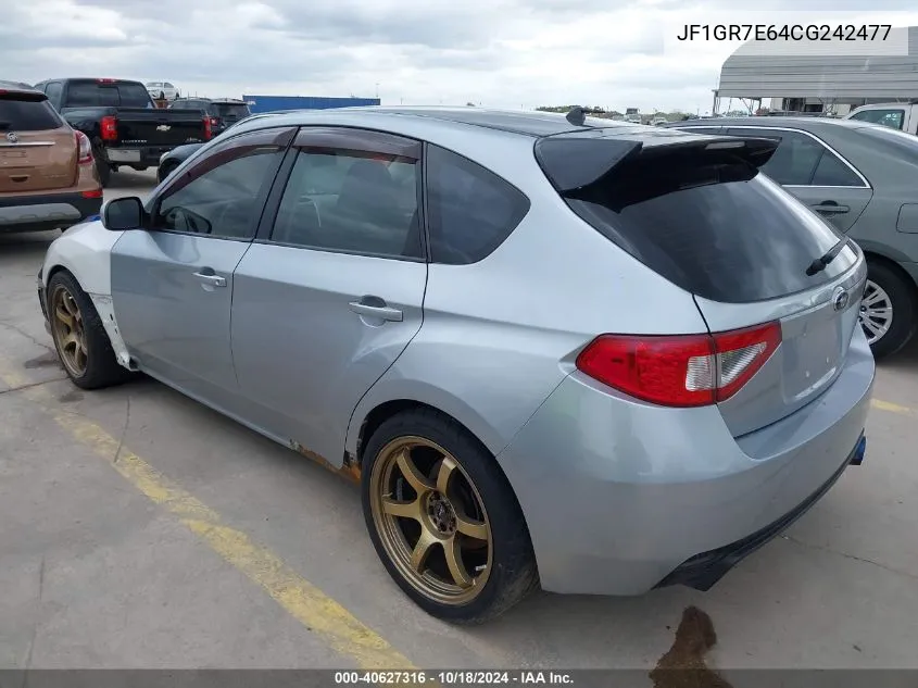 2012 Subaru Impreza Wrx VIN: JF1GR7E64CG242477 Lot: 40627316