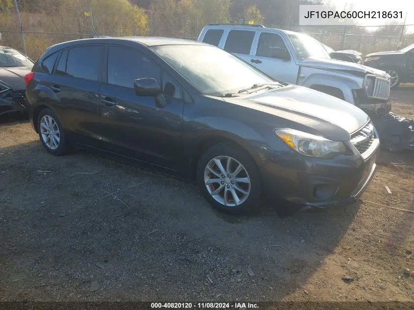 2012 Subaru Impreza 2.0I Premium VIN: JF1GPAC60CH218631 Lot: 40820120