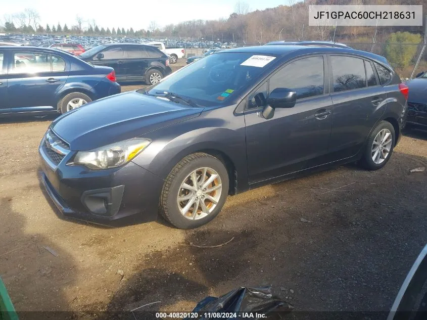 2012 Subaru Impreza 2.0I Premium VIN: JF1GPAC60CH218631 Lot: 40820120