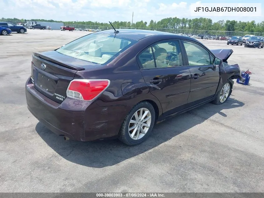 2013 Subaru Impreza 2.0I Premium VIN: JF1GJAB67DH008001 Lot: 39803903