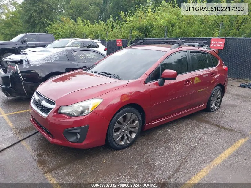 2013 Subaru Impreza 2.0I Sport Premium VIN: JF1GPAL61D2217203 Lot: 39987332