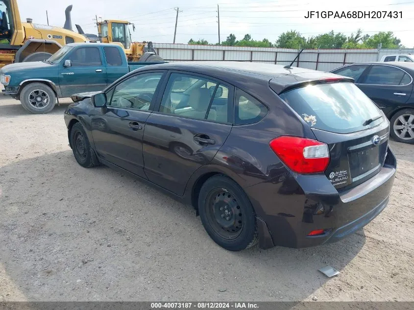 2013 Subaru Impreza 2.0I VIN: JF1GPAA68DH207431 Lot: 40073187