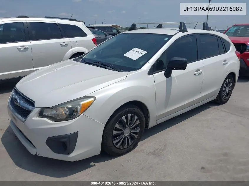 2013 Subaru Impreza 2.0I VIN: JF1GPAA69D2216982 Lot: 40182675