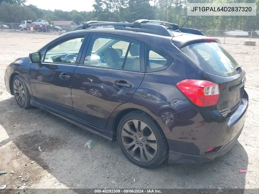 2013 Subaru Impreza 2.0I Sport Premium VIN: JF1GPAL64D2837320 Lot: 40292309