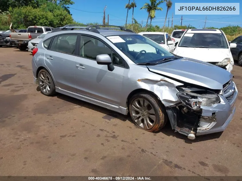 2013 Subaru Impreza 2.0I Sport Premium VIN: JF1GPAL66DH826266 Lot: 40346675