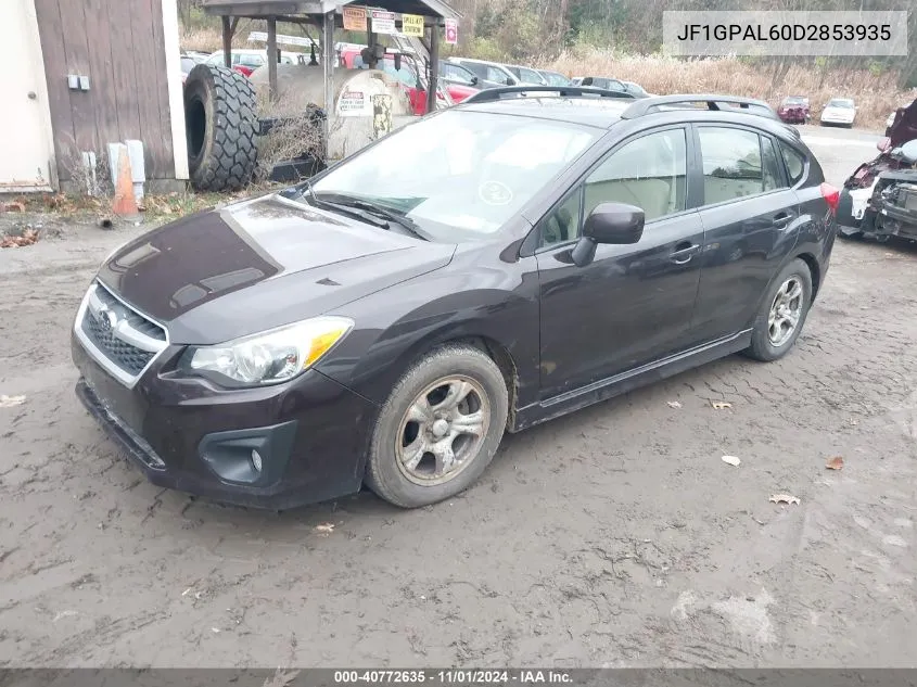 2013 Subaru Impreza 2.0I Sport Premium VIN: JF1GPAL60D2853935 Lot: 40772635