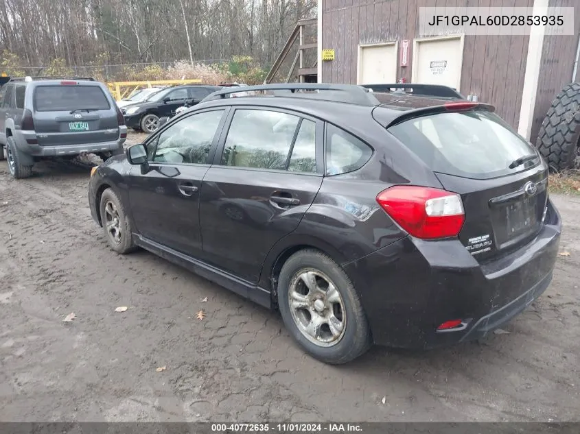 2013 Subaru Impreza 2.0I Sport Premium VIN: JF1GPAL60D2853935 Lot: 40772635