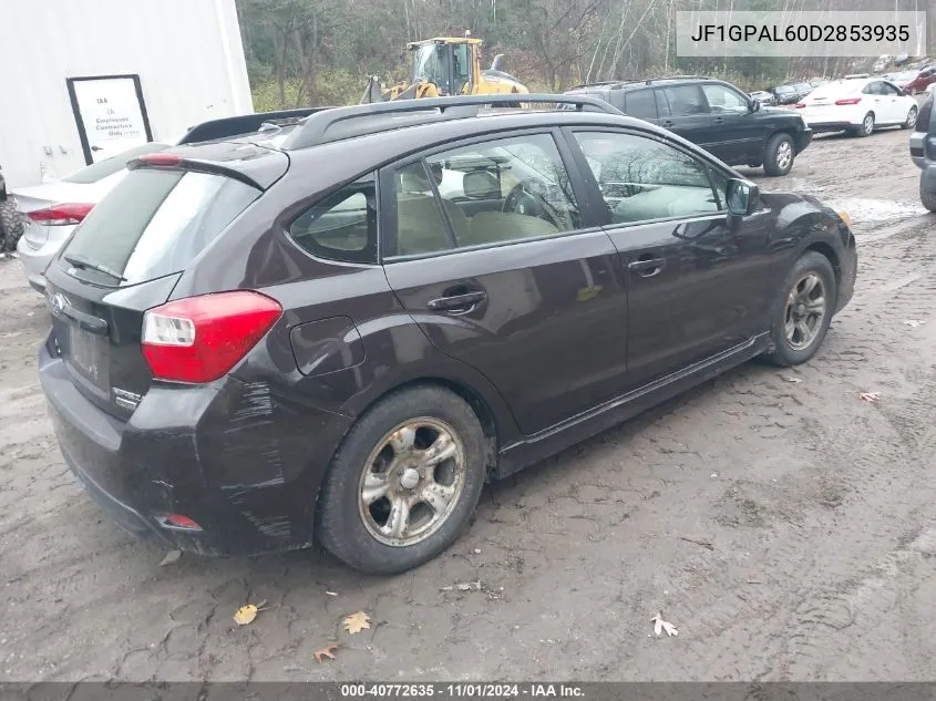 2013 Subaru Impreza 2.0I Sport Premium VIN: JF1GPAL60D2853935 Lot: 40772635