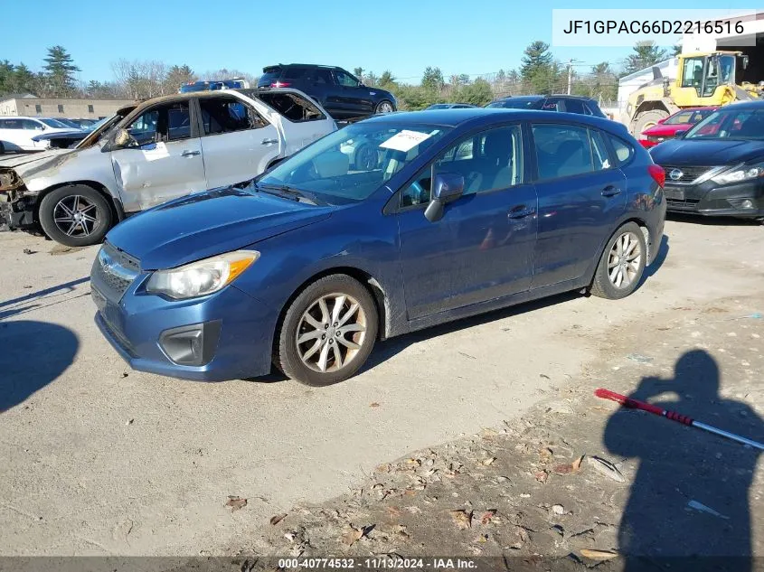 2013 Subaru Impreza 2.0I Premium VIN: JF1GPAC66D2216516 Lot: 40774532