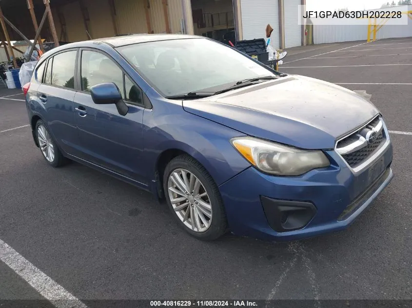 2013 Subaru Impreza 2.0I Premium VIN: JF1GPAD63DH202228 Lot: 40816229