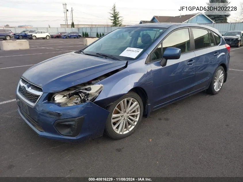 2013 Subaru Impreza 2.0I Premium VIN: JF1GPAD63DH202228 Lot: 40816229