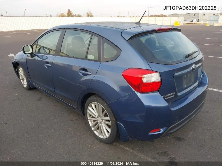 2013 Subaru Impreza 2.0I Premium VIN: JF1GPAD63DH202228 Lot: 40816229