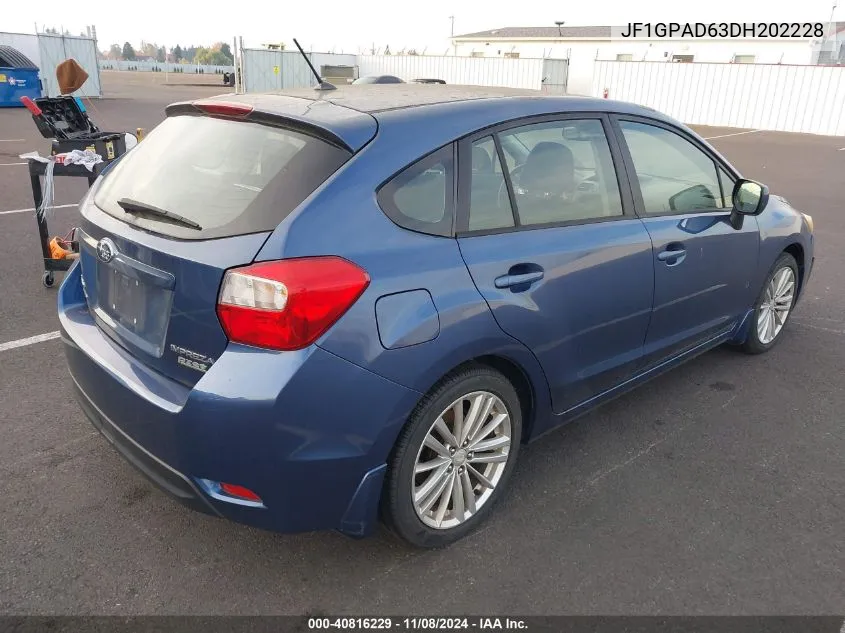 2013 Subaru Impreza 2.0I Premium VIN: JF1GPAD63DH202228 Lot: 40816229