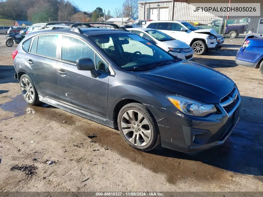 2013 Subaru Impreza 2.0I Sport Premium VIN: JF1GPAL62DH805026 Lot: 40818327