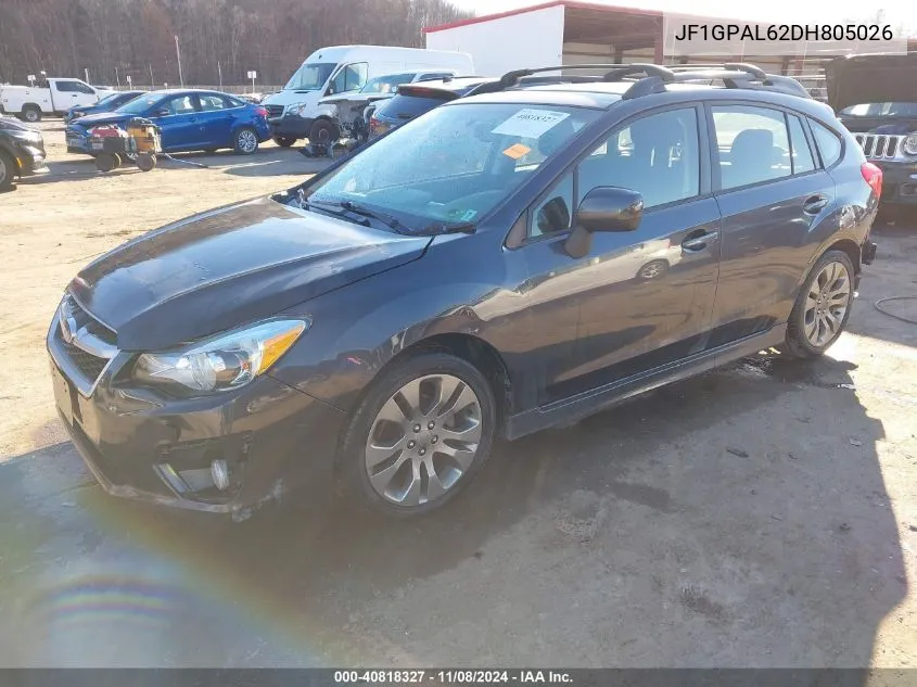 2013 Subaru Impreza 2.0I Sport Premium VIN: JF1GPAL62DH805026 Lot: 40818327