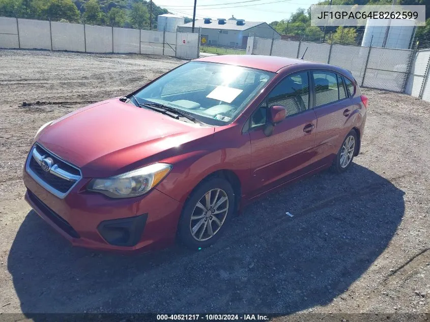 2014 Subaru Impreza 2.0I Premium VIN: JF1GPAC64E8262599 Lot: 40521217