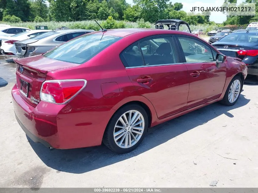 2015 Subaru Impreza 2.0I Premium VIN: JF1GJAK63FH021217 Lot: 39692239