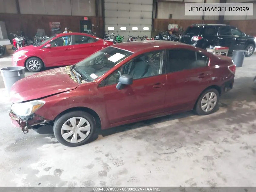 2015 Subaru Impreza 2.0I VIN: JF1GJAA63FH002099 Lot: 40078583